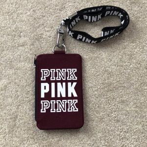 PINK Burgundy ID Lanyard